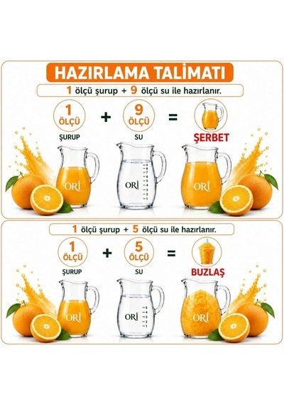 Ori Portakal Aromalı Şerbet Ve Buzlaş Konsantre Şurubu 6 Kg