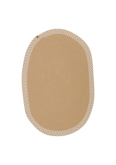 Cool Halı Glenn Kahve Krem Oval Pamuklu Kilim El Dokuması Örgü Çift Taraflı Yıkanan Mutfak Kilimi Kahverengi