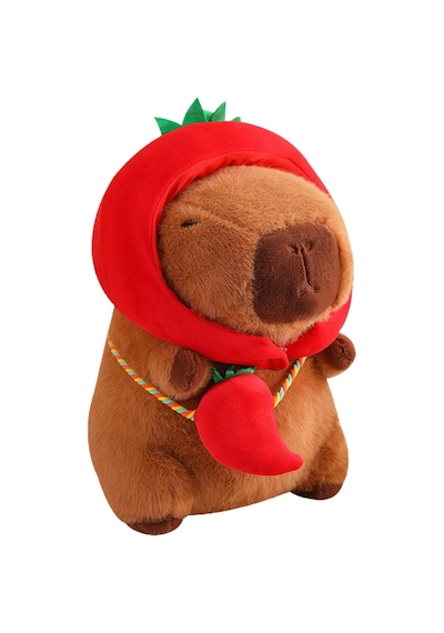 Dükkan Design Capy Bara Peluş Anahtarlık Kahverengi - Kırmızı