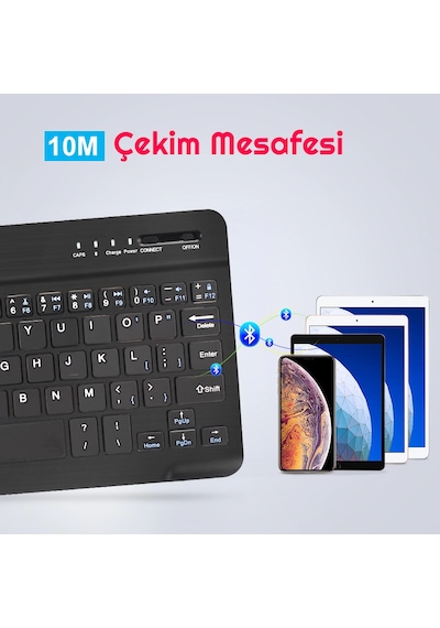 Triline Mini Bluetooth Kablosuz Şarjlı Pilli Slim Rubber 7" Klavy
