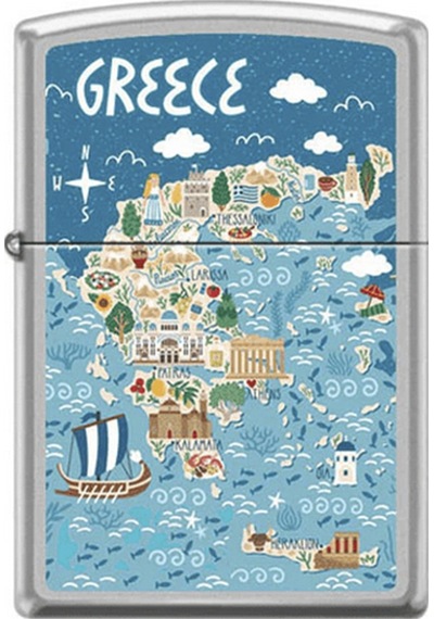 Zippo Greece Illustration Map Çakmak - 49007-00062-model05