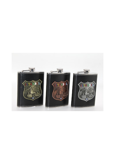 3 Adet Matara Paslanmaz Çelik 8 Oz, İstanbul Yöresel Model, Taşınabilir Su Şişesi, Flask, Stainless Steel Bottle