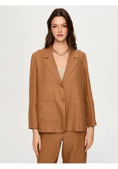%100 Keten Astarsız Blazer Ceket S26ckt015 Us26ckt01535 Camel