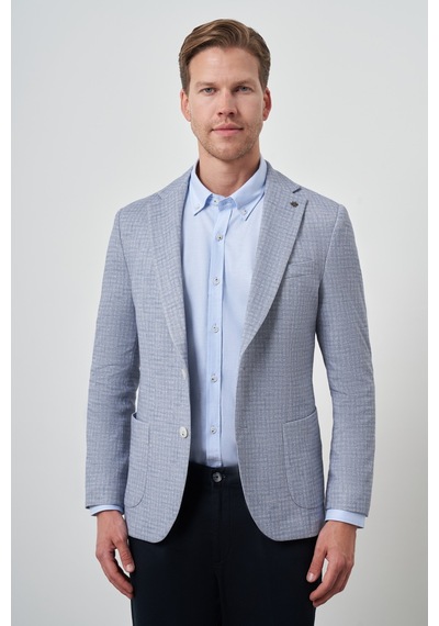 Morven Erkek İndigo Örme Slim Fit Mono Yaka Ceket 25ms002020308 İndigo