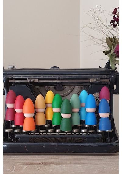 Waldorf Şapkalı Pegleri 12li Set Gökkuşağı Tonları Kırtkırt Ah...