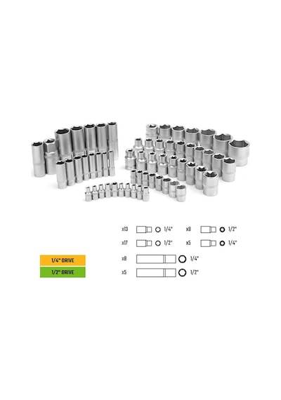 Workpro Wp202535 1/4 1/2 108 Parça Cr-v Metrik Profesyonel Lokma Takımı