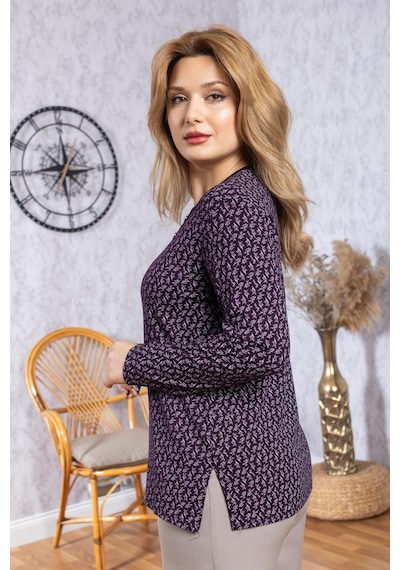 Mutlu City Kadın Yeni Model Yüksek Kalite Yuvarlak Yaka Patlı Orta Yaş Anne Penye Bluz 6545 Mürdüm Mutlu City Kadın Yeni Model Yüksek Kalite Yuvarlak Yaka Patlı Orta Yaş Anne Penye Bluz 6545 Mürdüm