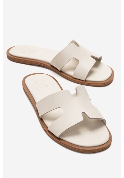 Luvishoes Bıora Ekru Hakiki Deri Kadın Terlik
