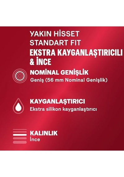 Durex Yakın Hisset İnce Prezervatif 30'lu, Standart Fit