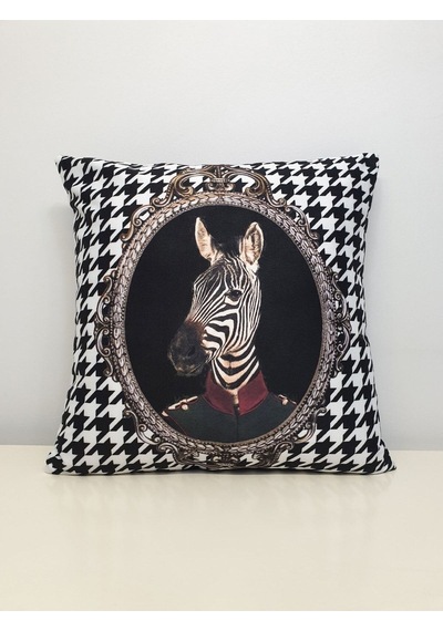 Zebra Kaz Ayağı Desen Kırlent Kılıfı Renkli