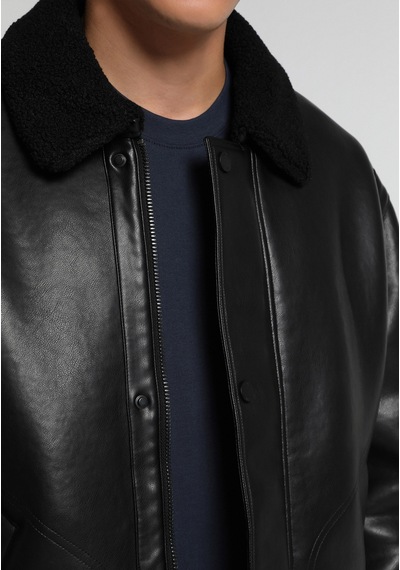 Colin's Colins Regular Fit Shirt Neck Fermuarlı Astarlı Erkek Siyah Mont Pu Cl1082071 Q1.v1 Blk