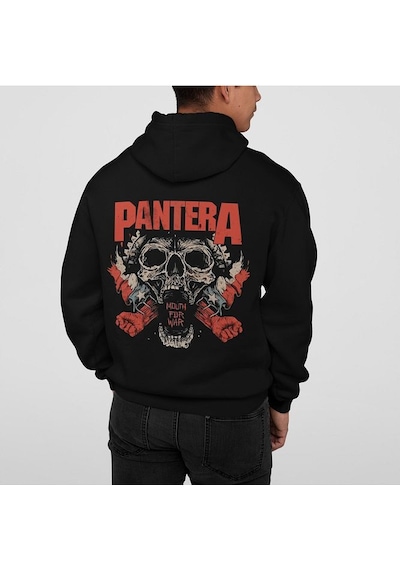 Sevbano Tasarım Pantera Baskılı Unisex Oversize Müzik Grubu Rock Metal Ho Siyah