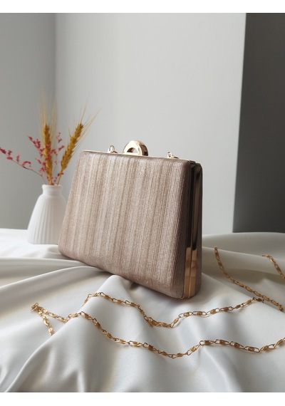 Vivazzaluxe Simli Abiye Düğün Nişan Kadın Clutch Çanta Rose