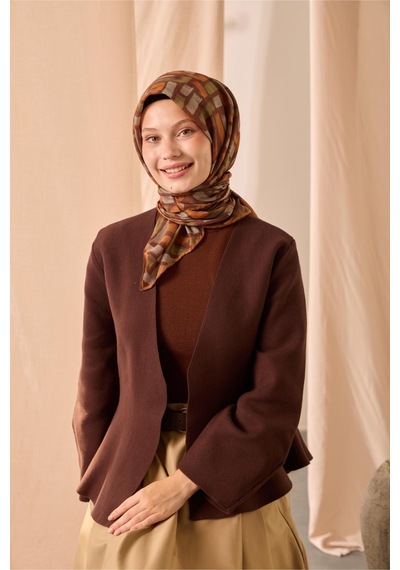 Silk Home Soft Eşarp 73096-08 Kahverengi, Haki, Koyu Turuncu, Gri