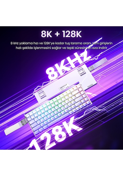 Aula Hero 84 He Manyetik Klavye Rapid Trigger Dragon King Switch 8000hz Rgb Neon Tkl Hot Swap Oyuncu Klavyesi Pembe