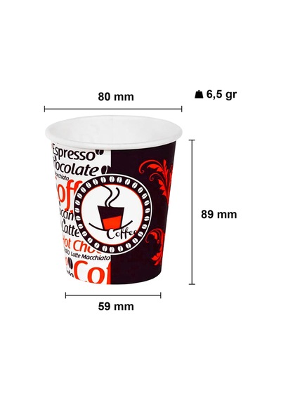 8 Oz Desenli Kalın Karton Bardak, 250 Ml Kağıt Bardak Çay Ve Latte Kahve İçin 80 Adet 250, Mililitre Sku: Smgstk7fa1d4b625