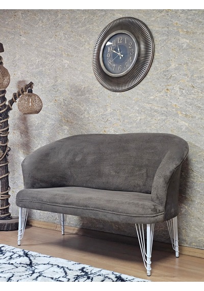 Zafir İkili Teddy Beyaz Boyalı Telli Ayak Çay Seti Koltuk İkili Berjer , Balkon, Salon, Ofis Kahverengi