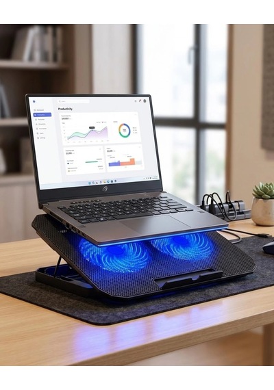 Mey İthalat Notebook Soğutucu Fanlı Stand Usb Portlu 8 Kademe Laptop Sehpası