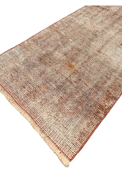 El Dokuma Vintage Yolluk 55x280 Turuncu Soyut Desen Eskitme Halı Turuncu