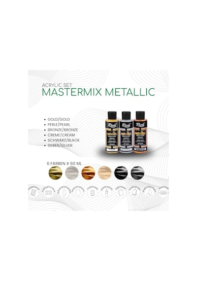 Mastermix Akrilik Boya 60 Cc 6 Lı Metalik Renkler 0,15 L