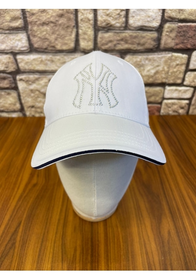 Hamze Ny Yankees New York Detaylı Beyzbol Gabardin Cap Şapka Beyaz