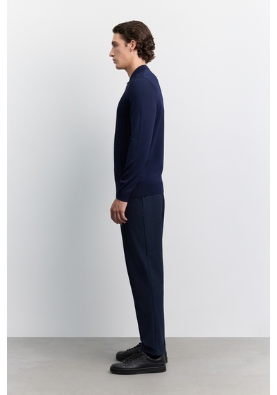 Avva Erkek Lacivert Polo Yaka Fermuarlı Rayon Karışımlı Regular Fit Kazak A62y5022