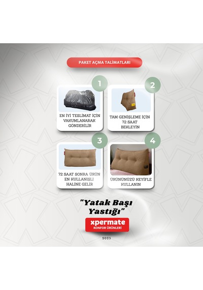 Yatak Başı Yastığı Sırt Ve Bel Destek Yastığı 120 Cm Kahverengi