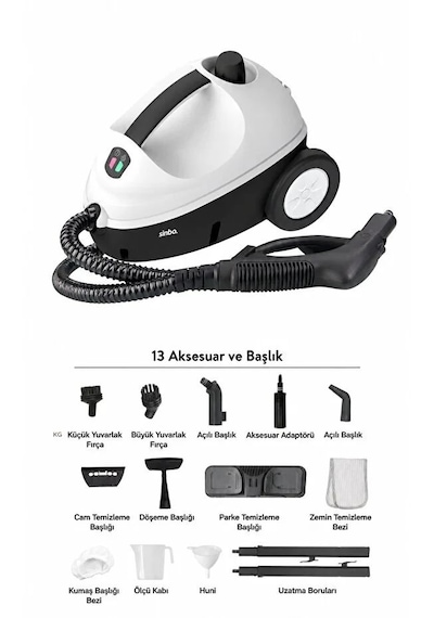 Sinbo SSC-6431 1500 W Buharlı Temizleyici + 13 Parça Aksesuar