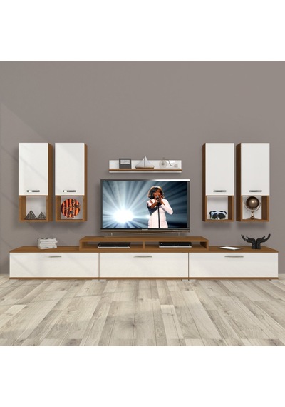 Decoraktiv Ekoflex 8da Mdf Tv Ünitesi Tv Sehpası - Ceviz Beyaz Ceviz - Beyaz