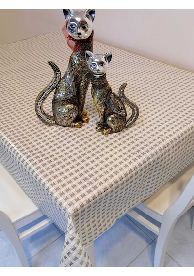 Gri Ithal Pvc Muşamba - Desenli Silinebilir Masa Örtüsü 18 İhtl 08 140 X 160