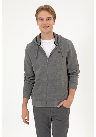 U.S. Polo Assn. Erkek Regular Fit Antrasit Melanj Şardonlu Örme Hırka 50313755-VR081