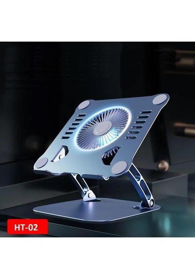 Ht-02 Metal Laptop Standı Yükseklik Ayarlı Fanlı Premium Serisi Notebook Tutucu Alüminyum Apple Uyumlu MacBook Yükseltici 10-17 İnch