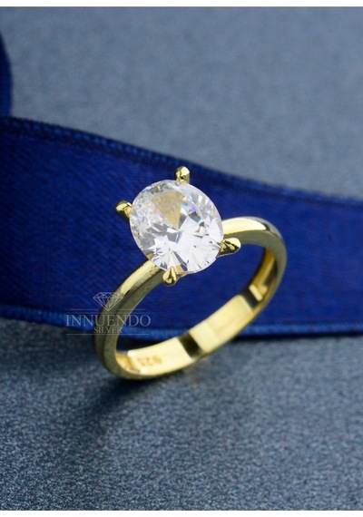 925 Ayar Gümüş 10x8 Mm 4 Karat Oval Tektaş Gümüş