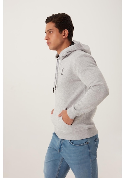 Polostate Erkek İskelet Nakışlı 3 İplik Sweatshirt Gri