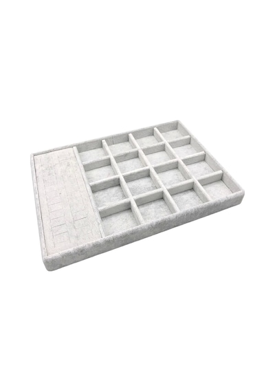 Yerli Üretim Amsterdam Model Süet Kumaş Gri Renk 34/24 Cm Çekmece Ici Takı Standı Çok Renkli