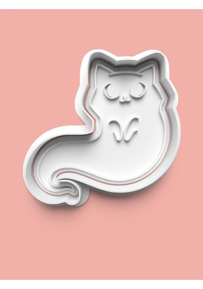 Sevimli Hayalet Kedi Figürü Kurabiye Kalıbı Ve Şeker Hamuru Kalıbı 4'lü Set