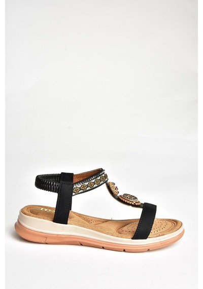 Fox Shoes U258613609 Siyah Kadın Sandalet Siyah-suni Deri Siyah
