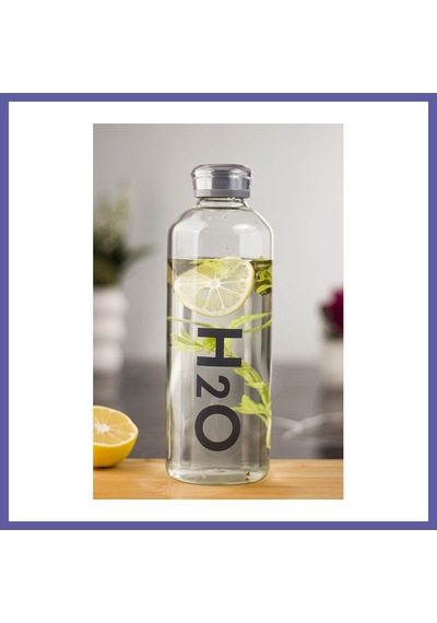 Bezos H2o Borosilikat Cam Matara Vakum Kapaklı Su Şişesi Suluk Gri 1000 Ml Nıda