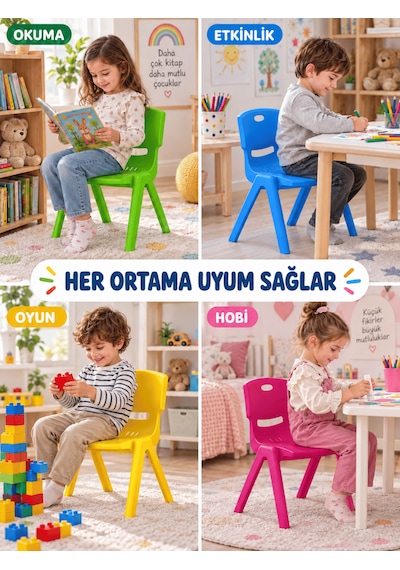 Beylini Çocuk Sandalyesi Anaokulu Kreş Kurs Mini Tabure Dayanıklı Rahat Plastik Mavi