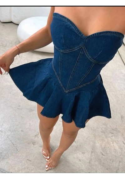 Havens Warna Jean Elbise Mavi