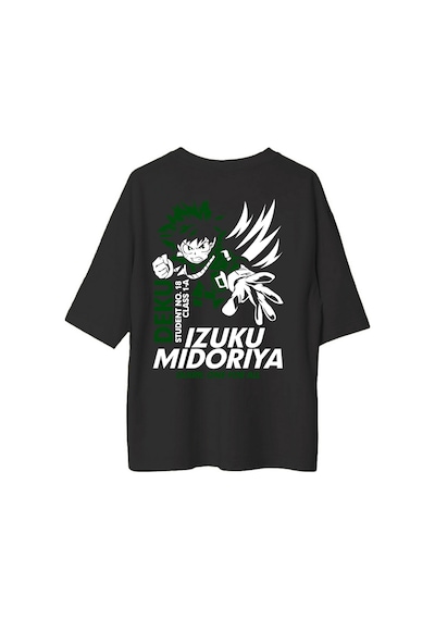 Paybuy Kadın Oversize Anime Karakteri Baskılı Tişört Öğrenci Numaralı Gr Siyah