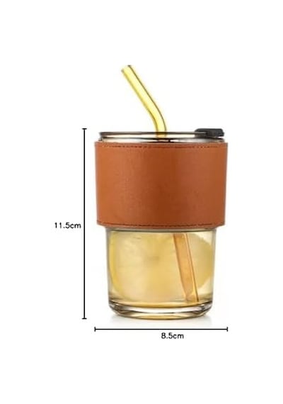 Deri Aksesuarlı Renkli Cam Mug Bardak Aeropress