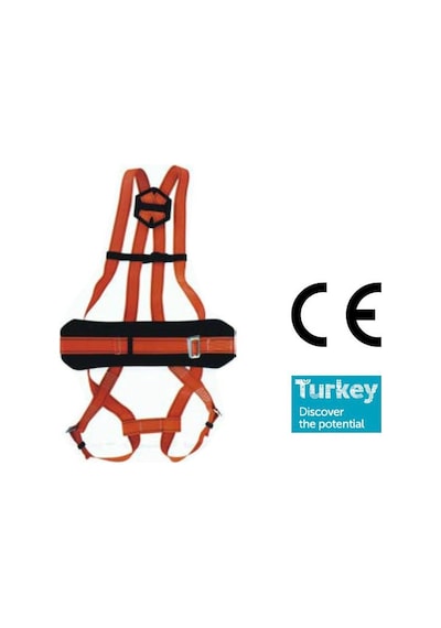 Safeset Paraşüt Tipi Bel Destekli Emniyet Kemeri Karabinalı CE'li