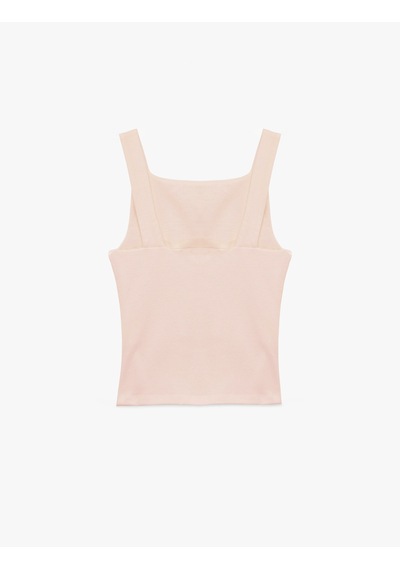 Koton Pamuklu Kare Yaka Drapeli Kolsuz Bluz Pembe 6sal30087ık Gül