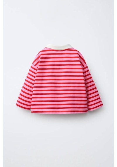 Minigimin Cicileri Polo Yaka Çizgili Oversize Kız Çocuk Sweatshirt - Kırmızı Minigimin Cicileri Polo Yaka Çizgili Oversize Kız Çocuk Sweatshirt - Kırmızı
