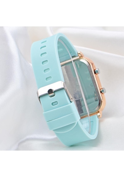 Pinkoli Turkuaz Silikon Kordonlu Led Watch Genç Kız Kadın Kol Saa