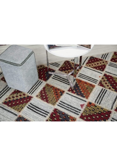 Patchwork El Dokuma Antik Anadolu Kilim Mosaic 80 X 150 Çok Renkli