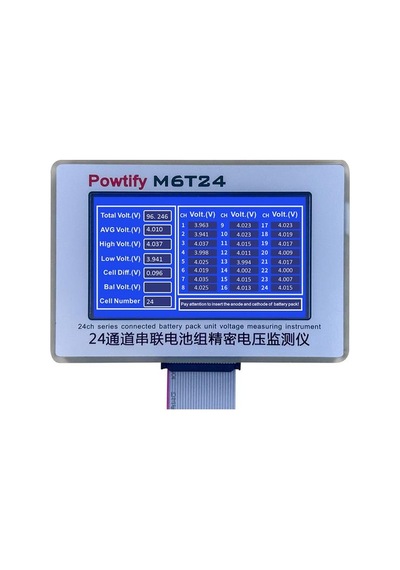 Powtify M6t24 24s Kanallı Yüksek Hassasiyetli Lityum Batarya Gerçek Zamanlı Voltaj Analizörü