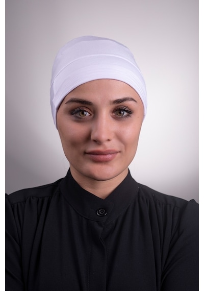 Halven Beyaz Arkadan Bağlamalı Iç Bone Viskon Kumaş Kaymaz Silikonlu 300 Beyaz