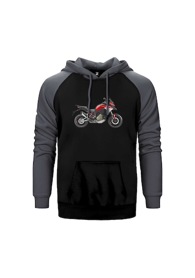 Ducati Multistrada V4 Red-my21 Gri Renk Reglan Kol Kapşonlu Sweatshirt Gri